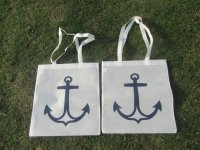 12Pcs New Non-woven White Anchor Shopping Bag Tote Bag