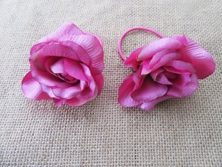 1Pc Fuschia Rose Flower Elastic Hair Band Hair Tie