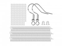 400Pcs 925 Stamped HQ Silver Plated Ear Wire Hooks W/Bead Coil