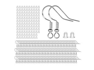 400Pcs 925 Stamped HQ Silver Plated Ear Wire Hooks W/Bead Coil