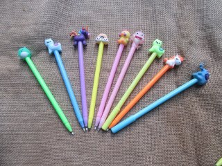 12Pcs Funny Topper Black Gel Ink Pen Office School Use