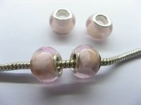 100 Light Pink Glass European Beads pa-g33