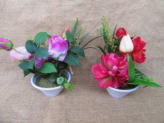 4Set Desktop White Flower Pot Artificial Flower Decor Random 4Set Desktop White Flower Pot Artificial Flower Decor Random