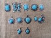 12Pcs Alloy Metal Pendant with Turquoise Gemstone Assorted