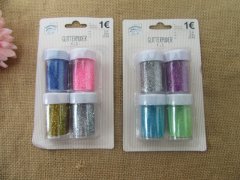 6Sheet x 4Bottles Loose Glitter for Craft 19.8g Ea Mixed Color