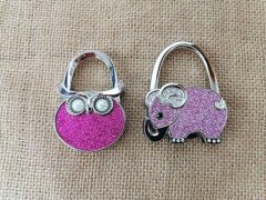 6Pcs Owl Elephant Folding Purse Hand Bag Holder Hook Hanger
