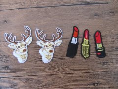 50Pcs Deer Lipstick Sew On Patch Badge Fabric Clothes Craft Stic