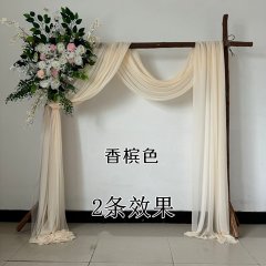 2Pcs Beige Wedding Arch Chiffon Backdrop Curtain Drapes Backgrou