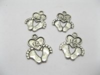 200 Charms Metal feet & Heart Jewellery Pendants