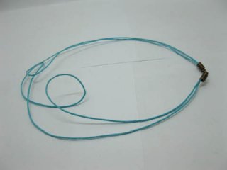 95 Blue 2-String Waxen Strings For Necklace Bronze Clasp