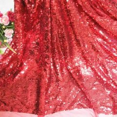 1Pc Red Glitter Sequin Fabric Shiny Cloth 100x140cm