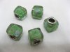 50 Green Murano Cubic Glass European Beads be-g366