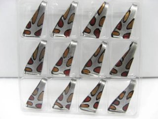 12 Black Foil Glass Bail Pendant ac-sf394