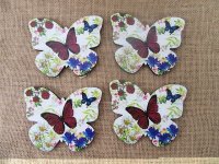 12Pcs Decorative Butterfly Shape Kitchenware MDF Coaster