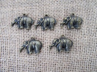 100Pcs Elephant Beads Pendants Charms Jewelry Finding 28x16x4mm