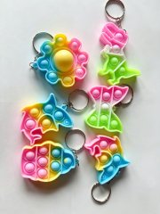 (image for) 20Pc Mini Push Pop Bubble Fidget Key Chain Sensory Toy
