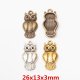 100Pcs Owl Beads Pendants Charms Jewelry Finding 26x13x3mm Mixed