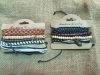 6Sheet Tribal Leatherette Braided Bracelets Wooden Bracelets