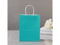 48 Bulk Kraft Paper Gift Carry Shopping Bag 22x16x8cm Blue