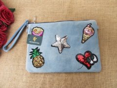 (image for) 1X Cotton Coin Bag Purse Wallet Handbag with Zipper 29x21cm
