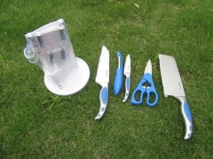 (image for) 1Set X 6Pcs Blue Kitchen Scissors and Knife With Display Rack