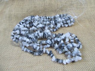 (image for) 5Strands x 240pcs Natural Black & White Gemstone Loose Chip Bead