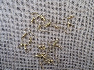 50Pkts X 20Pcs Golden Plated Ear Wire Hooks W/Bead Coil 20x20mm