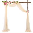 (image for) 2Pcs Beige Wedding Arch Chiffon Backdrop Curtain Drapes