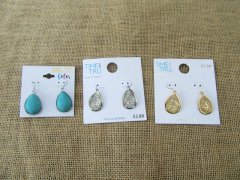(image for) 12Pairs Fashion Teardrop Earring Hoops Dangle Earrings Assorted