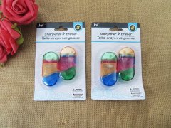 (image for) 6Sheets x 2Pcs Multicolored Sharpeners & Erasers Fun Stationery 