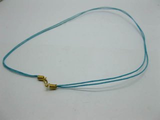 95 Blue 2-String Waxen Strings For Necklace Golden Clasp