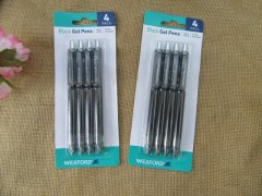 (image for) 6Sheet x 4Pcs Black Ink Retractable Gel Pens Office