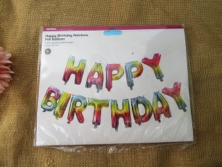 1Set Happy Birthday Rainbow Foil Balloons Party Favor