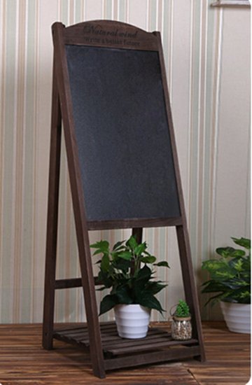 1X Wooden Coffee Bar One Tier Shelf Planter Stand Menu Board Bla - Click Image to Close