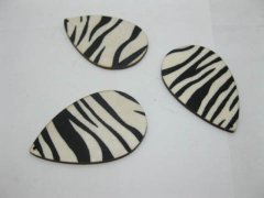 (image for) 100 Zebra-Stripe Teardrop Wooden Beads 55mm long