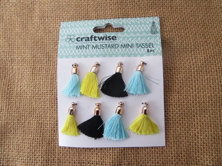 12Sheets x 8Pcs Mini Silky Tassel Pendant Charm for Crafts Jewel - Click Image to Close