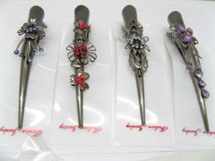 (image for) 1x12 Chic Designer Flower Rhinestone Hair Clip