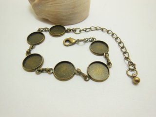 10Pcs Glue On Bracelet Blanks Base with 12mm Round Settings Bron