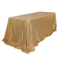 (image for) 1Pc Sparkly Gold Sequin Table Cloth Cover Backdrop Wedding Party