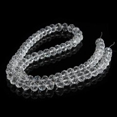 10Strand x 70Pcs Clear Rondelle Faceted Crystal Beads 8mm