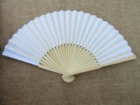 12Pcs Bamboo Frame Paper Hand Fan 21cm