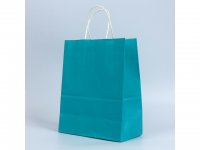 48 Bulk Kraft Paper Gift Carry Shopping Bag 33x26x12cm Teal