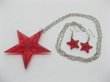 5Pcs Red Star Chain Necklace w/Earring (image for) 5Pcs Red Star Chain Necklace w/Earring