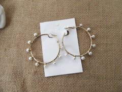(image for) 3Pairs Fashion Pearl Hoop Earring Jewellery Accessory