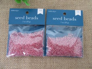24Packs X 20Grams Deep Pink Opaque Glass Seed Beads 2-3mm 11/0