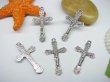 (image for) 50Pcs Metal Cross Pendant Charm 34mm Long Jewelry Finding