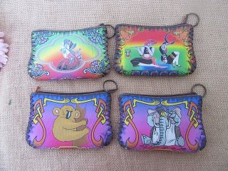 (image for) 6Pcs New PU Handbag Coin Purse Pouch Printed Assorted
