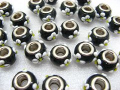 100 Black Murano Glass European Beads be-g265 100 Black Murano Glass European Beads be-g265