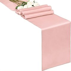 (image for) 5Pcs Pink Silk Satin Banquet Wedding Table Runners Table Flags Party Hotel Wedding