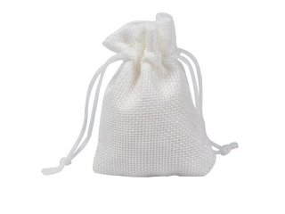 50 White Hemp Drawstring Jewelry Gift Pouches 9x7cm